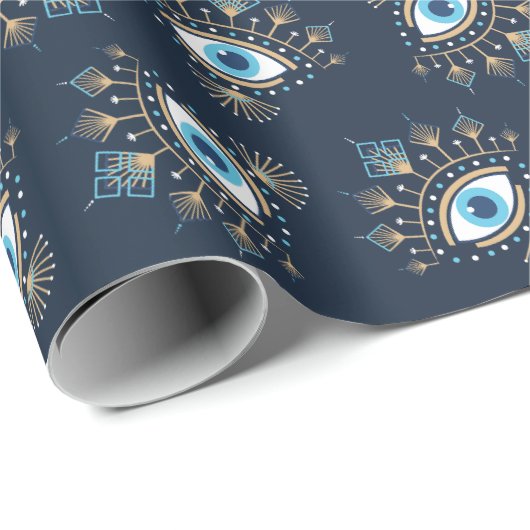 Dekoriertes griechisches Eye Türkisches Schutzsymb Geschenkpapier (Rolleneckpunkt)