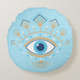 Dekoriertes griechisches Eye Türkisches Schutzsymb Rundes Kissen