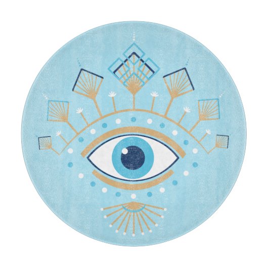 Dekoriertes griechisches Eye Türkisches Schutzsymb Schneidebrett (Vorderseite)