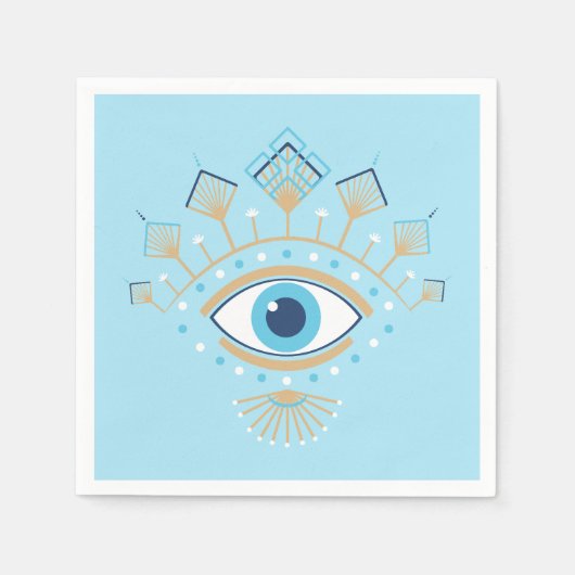 Dekoriertes griechisches Eye Türkisches Schutzsymb Serviette (Vorderseite)