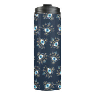Dekoriertes griechisches Eye Türkisches Schutzsymb Thermosbecher