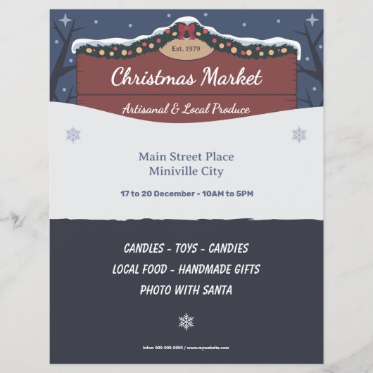 Dekoriertes Holzschild - Weihnachtsmarkt Flyer (Vorne)