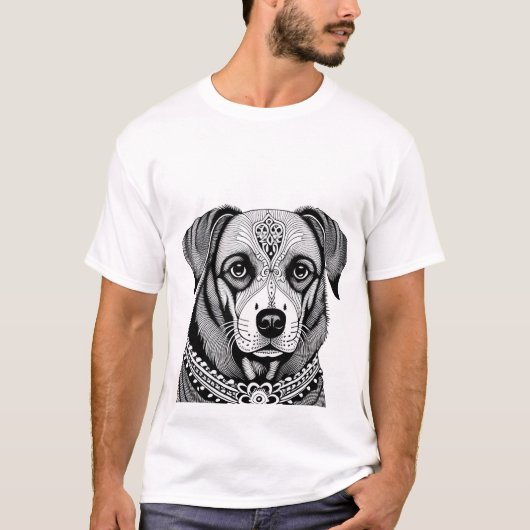 Dekoriertes Hundportrait T-Shirt (Vorderseite)