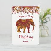 Dekoriertes indisches Verziertes Elefantendesign Einladung (Stehend Vorderseite)