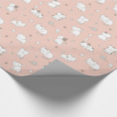 Dekoriertes Kitekatzen-Muster auf rosa Wrapping Pa Geschenkpapier (Ecke)