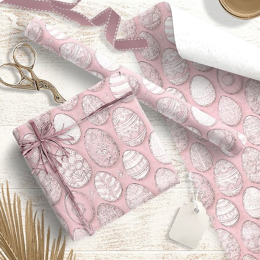 Dekoriertes Ostereier Muster Pink ID1096 Geschenkpapier