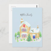 Dekoriertes traditionelles Haus Anpassbare Weihnac Postkarte (Vorne/Hinten)