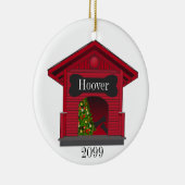 Dekoriertes Weihnachtshaus Personalisiert Keramik Ornament (Rechts)