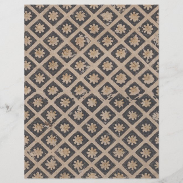 Dekorpapier mit Blumen in Quadraten (Vorderseite)