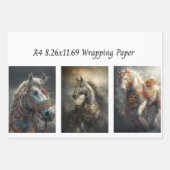 Dekorpapiere Decoupage 9 A4 Pferde Geschenkpapier Set (Vorderseite 2)