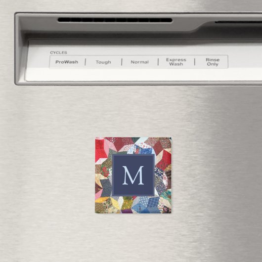 Dekorpatchwork-Sternenmuster-Monogramm Magnet (In Situ (Geschirrspüler))