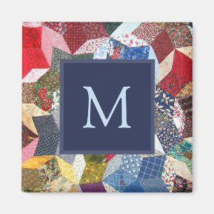 Dekorpatchwork-Sternenmuster-Monogramm Magnet