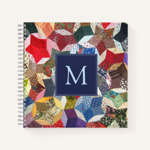 Dekorpatchwork-Sternenmuster-Monogramm Notizblock