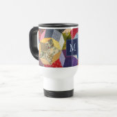 Dekorpatchwork-Sternenmuster-Monogramm Reisebecher (Vorderseite Links)