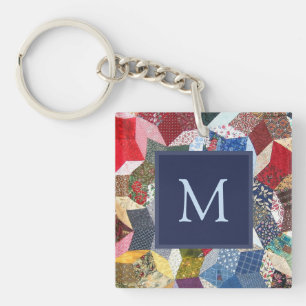 Dekorpatchwork-Sternenmuster-Monogramm Schlüsselanhänger