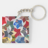 Dekorpatchwork-Sternenmuster-Monogramm Schlüsselanhänger (Rückseite)
