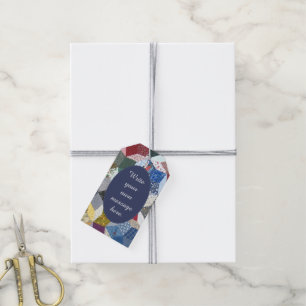 Dekorpatchwork-Sternenmuster personalisiert Geschenkanhänger