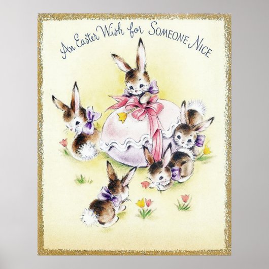 Dekorplakat "Retro Vintag Oster Bunnies" Poster (Vorne)