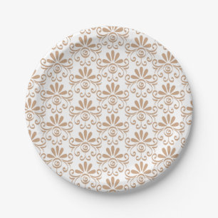 Dekorplatte mit einem beigen Blumenmuster Pappteller