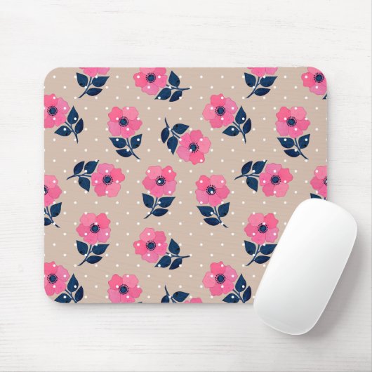 Dekorrosa Beige Blumenmuster Mousepad (Mit Mouse)