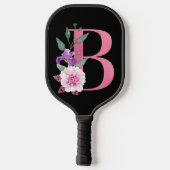Dekorrosa Monogramm B mit rosa Blume Pickleball Schläger (Rückseite)
