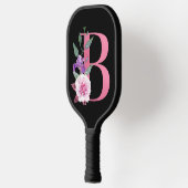Dekorrosa Monogramm B mit rosa Blume Pickleball Schläger (Links)