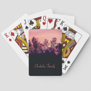 Dekorrosa und Lila Landschaft Spielkarten