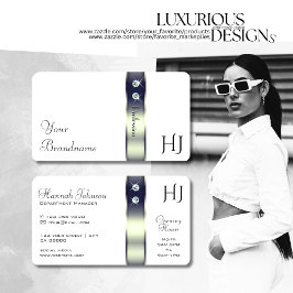 Dekorschmuck und Monogramm in weißem Blau Visitenkarte