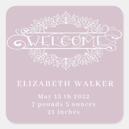 Dekorskript Begrüßungsbaby Quadratischer Aufkleber