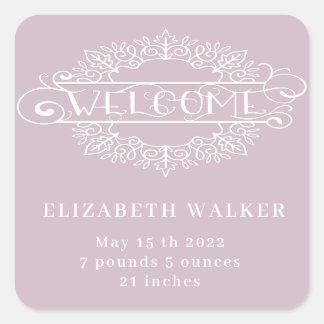 Dekorskript Begrüßungsbaby Quadratischer Aufkleber