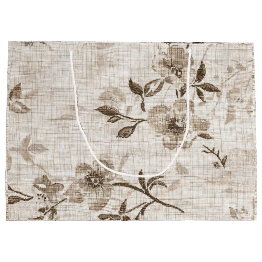 Dekortbeutel mit braunem Blumendesign Große Geschenktüte (Rückseite)