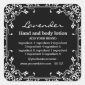 Dekorweißes Rahmen, schwarzer Hintergrund Quadratischer Aufkleber (Vorderseite)