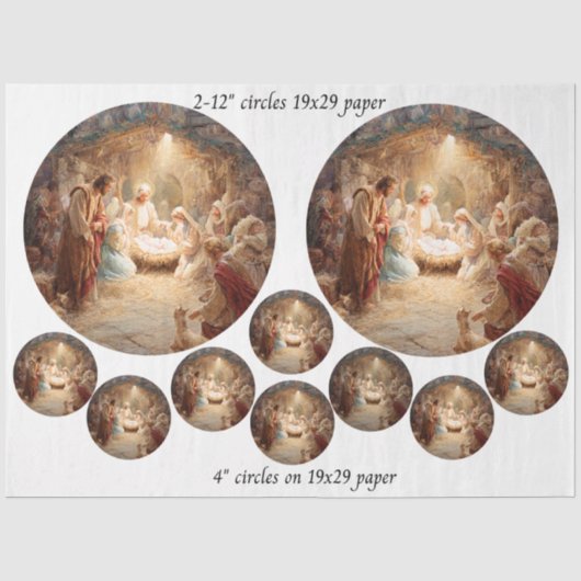 Dekoupage 12" Weihnachtskreis & 8 Untersetzer  Seidenpapier (Vorderseite)
