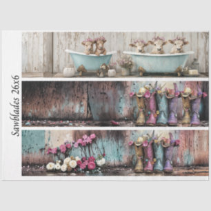 Dekoupage 26x6" Bauernhaus-Designs für Handsägen Seidenpapier