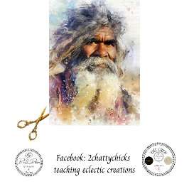Dekoupage Aboriginal Elder Aquarell-Kunst  Seidenpapier