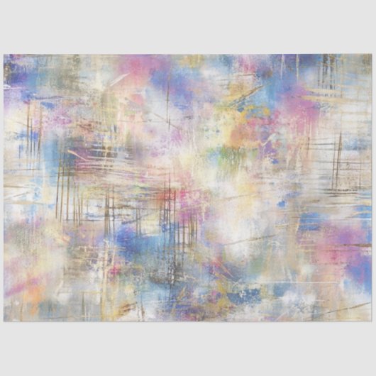 Dekoupage Abstrakt Blue Pink Lila Gelb Design Seidenpapier (Vorderseite)