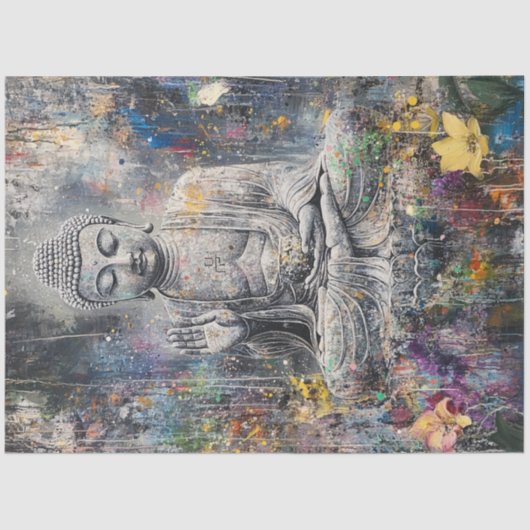 Dekoupage Abstrakt Buddha Pose Seidenpapier (Vorderseite)