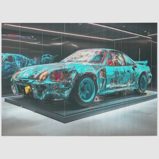 Dekoupage Abstrakt modifizierte türkisfarbene Auto Seidenpapier (Vorderseite)