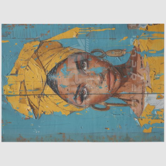 Dekoupage Abstrakt Painting African American Teals Seidenpapier (Vorderseite)