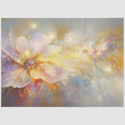 Dekoupage Abstrakt Painting Blume & Fairy Seidenpapier (Vorderseite)