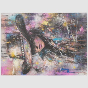 Dekoupage Abstrakt Painting Woman Black Hat Seidenpapier