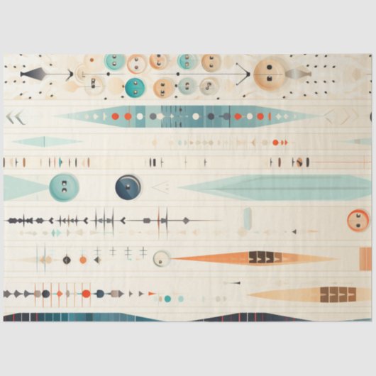 Dekoupage Abstrakte Formen Muster Blue Orange Seidenpapier (Vorderseite)