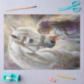 Dekoupage Adorned White Horse & Jewels Little Girl Seidenpapier (Basteln)