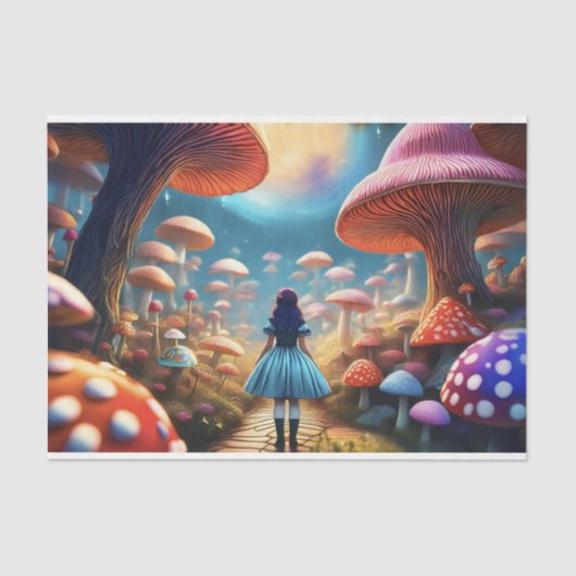 Dekoupage Alice zwischen dem Mushroom Tissue Paper Seidenpapier (Vorderseite)