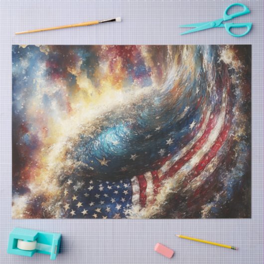 Dekoupage American Flag Ocean Wave Patriotic Seidenpapier (Basteln)