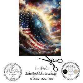 Dekoupage American Flag Ocean Wave Patriotic Seidenpapier