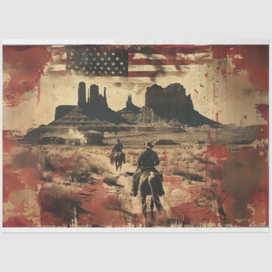 Dekoupage American Flag Wild West Fotografy Seidenpapier (Vorderseite)