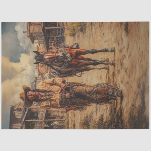 Dekoupage Amerikanische Ureinwohner & Pferde Weste Seidenpapier (Vorderseite)