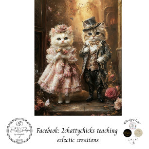 Dekoupage Anthropomorphe Katzen Vintage Kleidung Seidenpapier