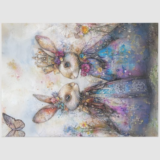 Dekoupage Anthropomorphe Osterkaninchen Seidenpapier (Vorderseite)